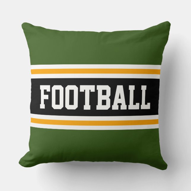 FOOTBALL Fold Forest Grönt Black Gult Rand Kudde (Framsida)