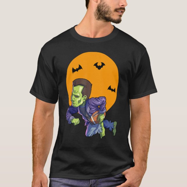 Football Frankenstein Halloween Manar Boys Footbal T Shirt (Framsida)