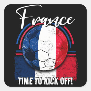 Football Frankrike Flagga, Vintage Boll, fotboll Fyrkantigt Klistermärke