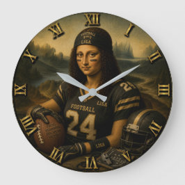 Football Funny Mona Lisa Stor Klocka