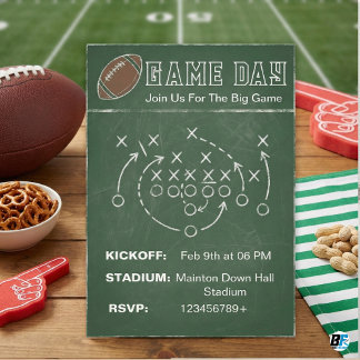 Football Game Day Party | Chalkboard Play Diagram Inbjudningar
