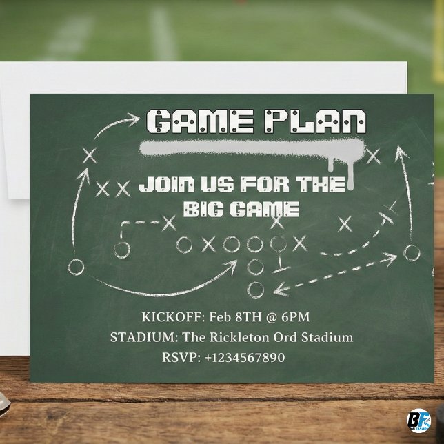 Football Game Plan Chalkboard Big Game Party Inbjudningar (Skapare uppladdad)
