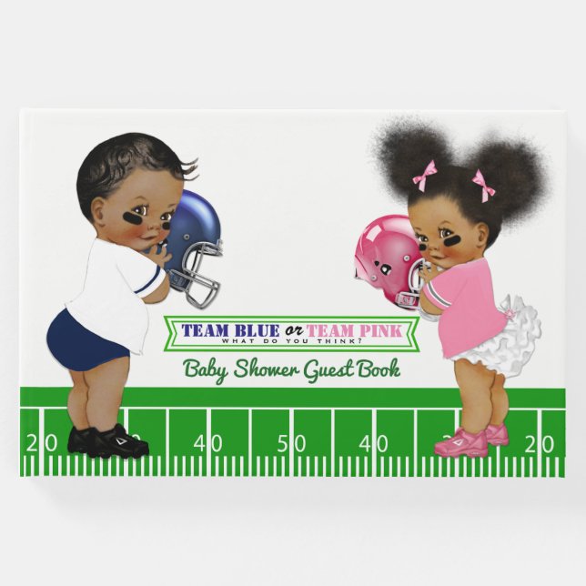 Football Gender Reveal Baby Shower Guest Bok (Framsida)