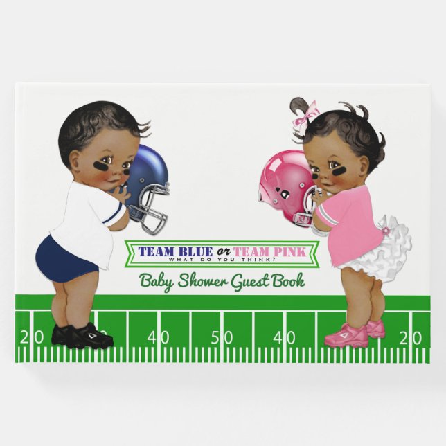 Football Gender Reveal Baby Shower Guest Bok (Framsida)
