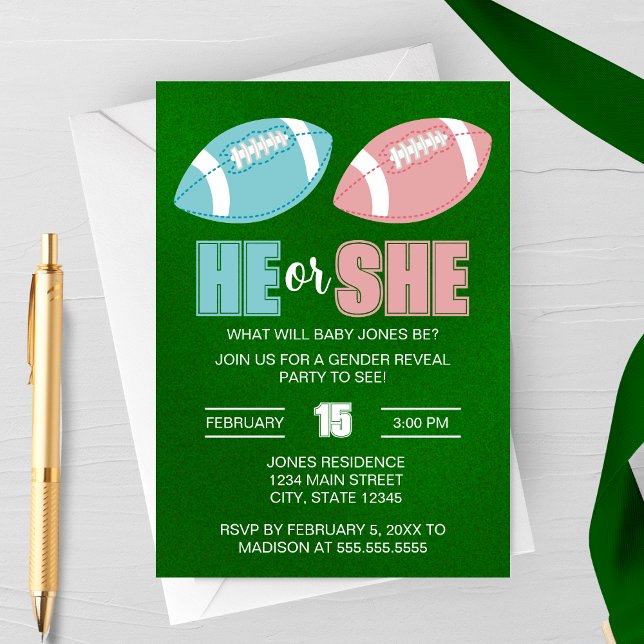 Football Gender Reveal Invitation Inbjudningar (Skapare uppladdad)
