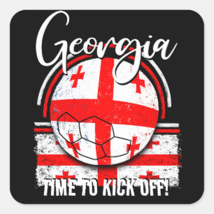 Football Georgia Flagga Euro, Georgian Flagga Fyrkantigt Klistermärke