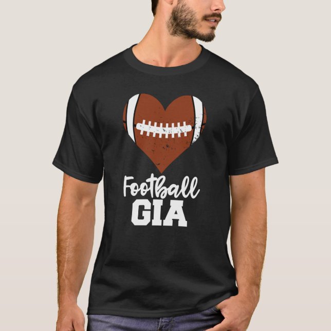 Football Gia Football Heart Grandma Gia T Shirt (Framsida)