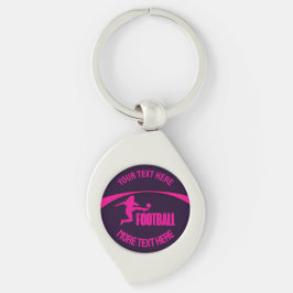 Football Girl Player, Team, Birthday Girl Gift Swirl Silverfärgad Nyckelring
