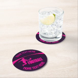 Football Girl Player, Team, Birthday Girl Gift Underlägg Papper Rund