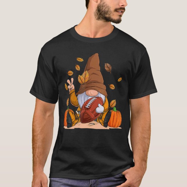 Football Gnome Thanksgiving Autumn Fall Season Boy T Shirt (Framsida)