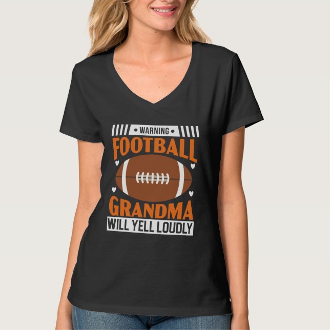 Football Grandma Grandmother Granny Grandparents D T Shirt (Framsida)