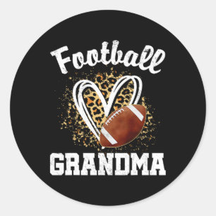 Football Grandma Leopard Heart Runt Klistermärke