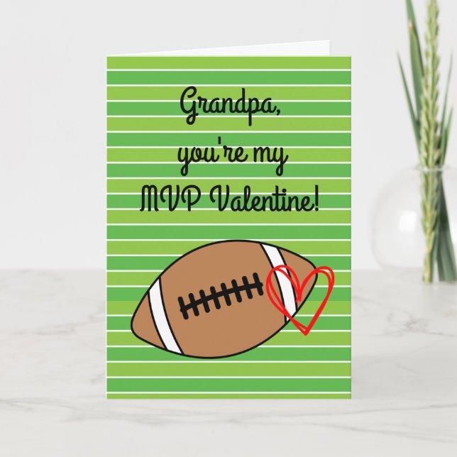 Football Grandpa Valentine Day Kort (Framsida)