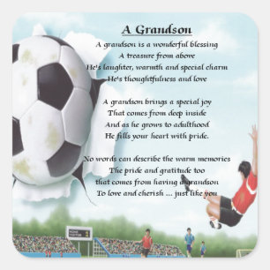 Football Grandson Dikt Fyrkantigt Klistermärke