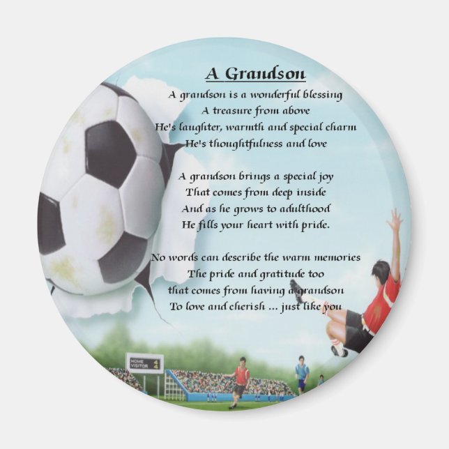 Football Grandson Dikt Magnet (Framsidan)