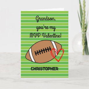 Football Grandson Valentine Day Kort