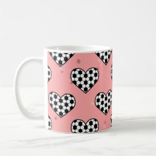 Football Heart Boll Struktur - Rosa Background Kaffemugg
