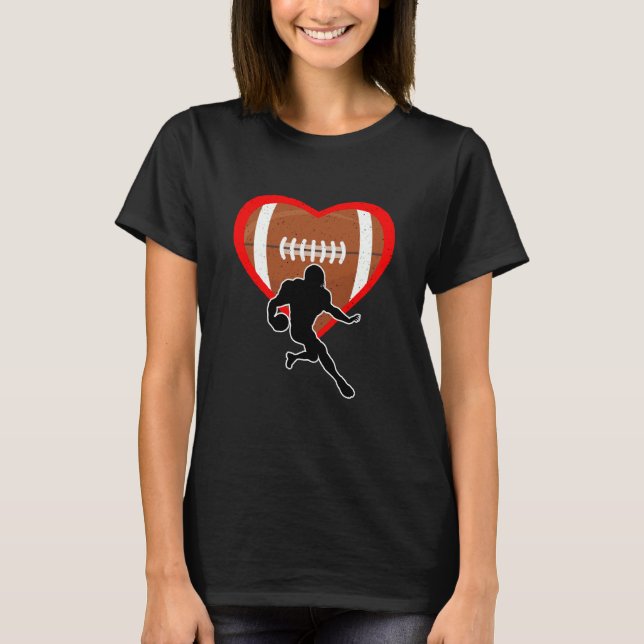 Football Heart Sport Love Anti Valentines Day T Shirt (Framsida)