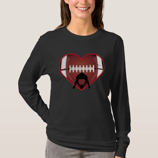 Football Heart Valentine's Day Football  Mens Wome T Shirt (Framsida)