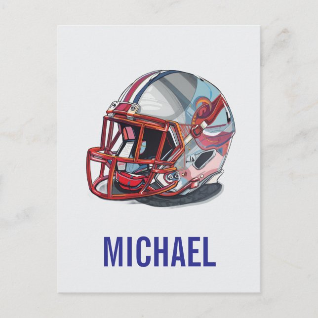 Football Helmet Pop Art Motivational Name Helg Vykort (Framsida)