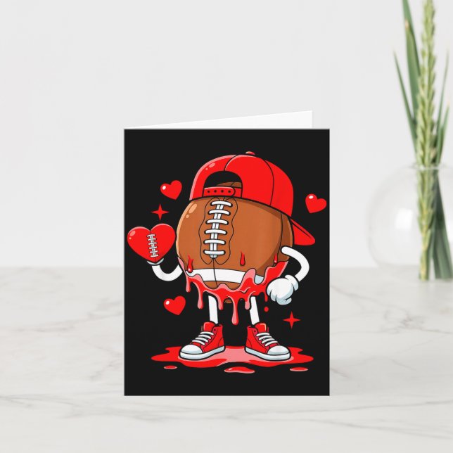 Football Ice Cream Valentine Dripng Game Day Men B Kort (Framsida)