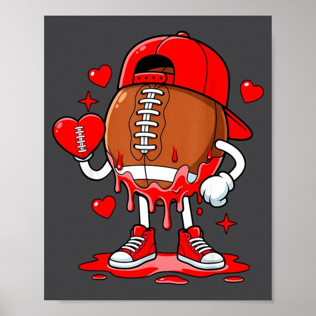 Football Ice Cream Valentine Dripng Game Day Men B Poster (Framsidan)