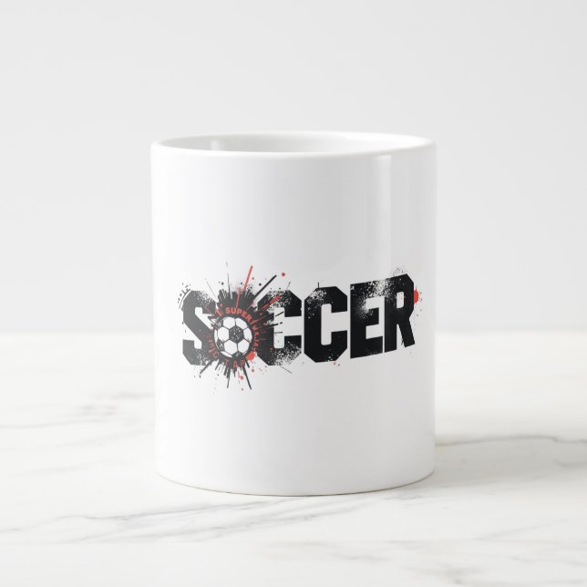 Football Is Life – Modern Soccer Typography Design Jumbo Mugg (Framsidan)