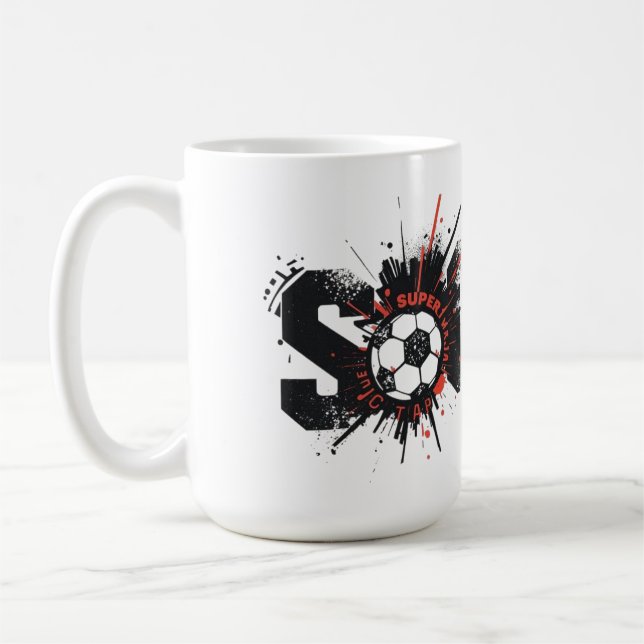 Football Is Life – Modern Soccer Typography Design Kaffemugg (Vänster)