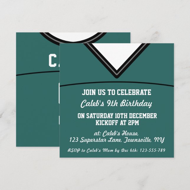 Football Jersey Thned Party Inbjudan Template, LAX (Fram/baksida)