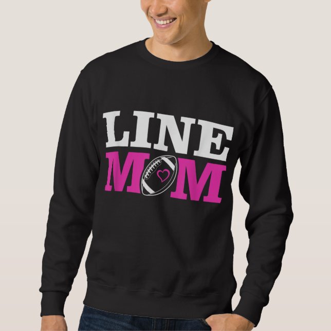 Football Lineman Mamma Line Mamma Lång Ärmad Tröja (Framsida)