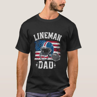 Football Lineman Pappa American Flagga Fars dag 4: T Shirt