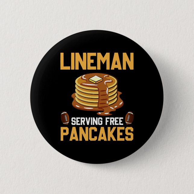 Football Lineman serverar Pancakes Daily Offensiv Knapp (Framsida)