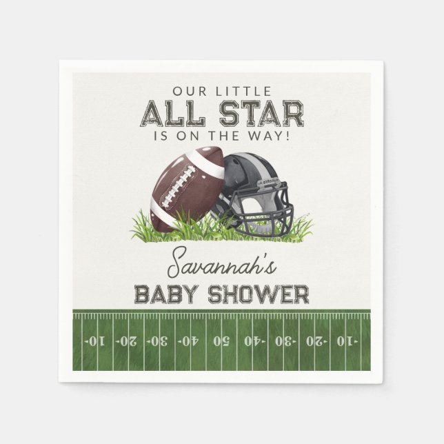 Football Little All Star Touchdown Baby Shower Pappersservett (Framsidan)