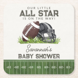 Football Little All Star Touchdown Baby Shower Underlägg Papper Kvadrat