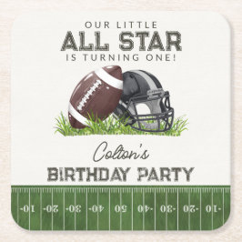 Football Little All Star Touchdown Birthday Party Underlägg Papper Kvadrat