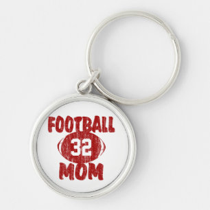 Football Mamma Red Rund Silverfärgad Nyckelring