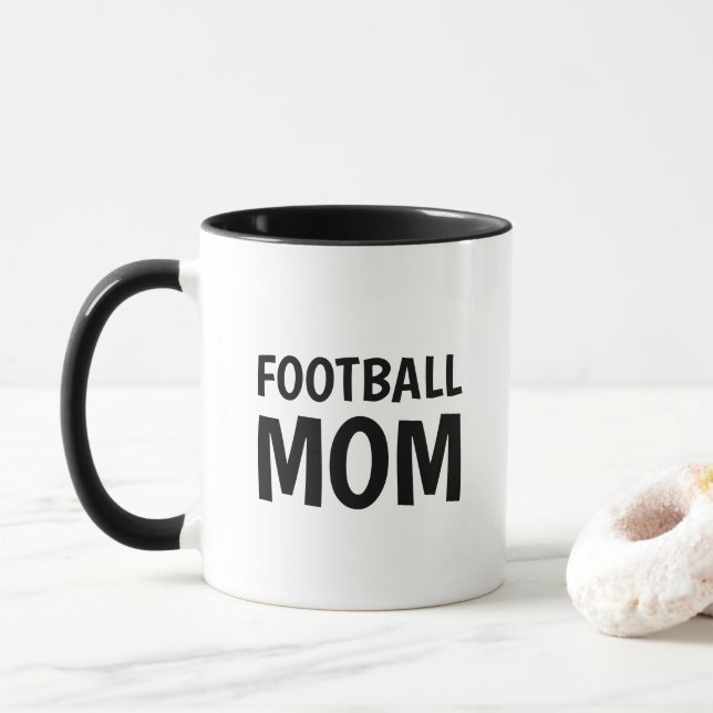 Football Mamma, svartvit tvåtonkaffe Mugg (Med munk)