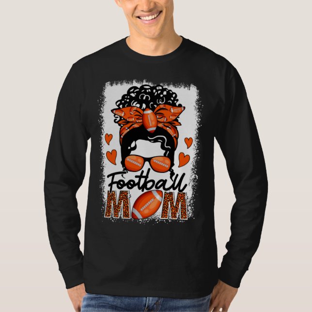 Football Mom Leopard Messy Bun Game Day Mother s D T Shirt (Framsida)