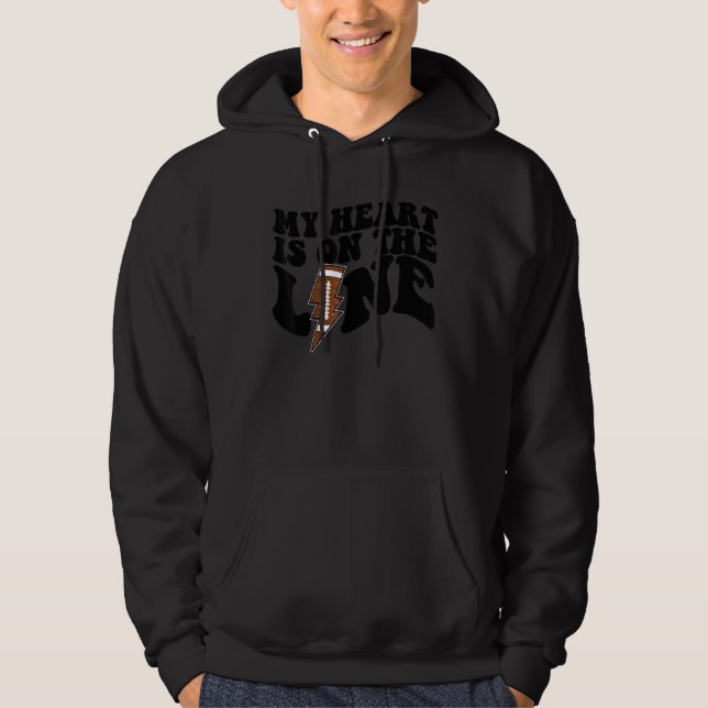 Football My Heart Is On The Line Offensive Lineman Hoodie (Framsida)