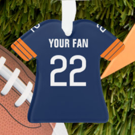 Football Navy & Orange Jersey Ornament