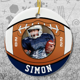 Football Navy White Team Färg Julgransprydnad Keramik