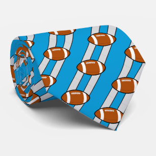 Football Necktie Light Blue Grått Rand Slips