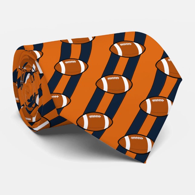Football Necktie Orange och Black Rand Slips (Rullad)