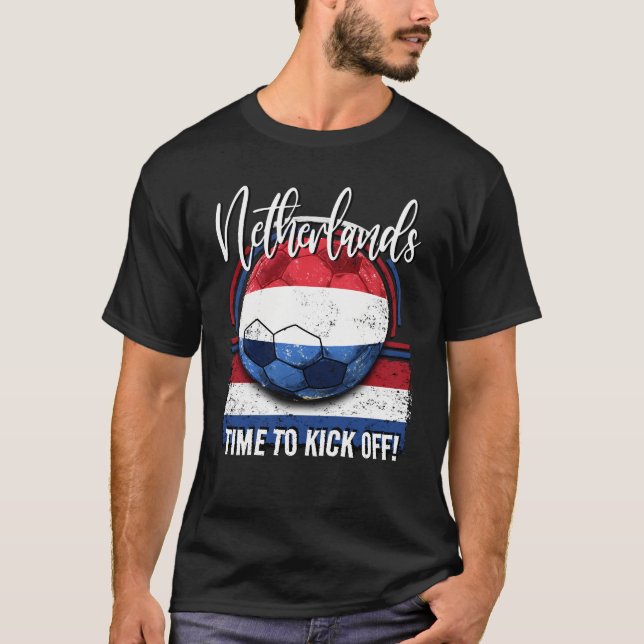 Football Netherlands Flagga, Retro Soccer T Shirt (Framsida)