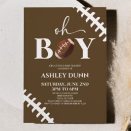 Football Oh Boy Brown White Baby Shower Inbjudningar