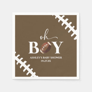 Football Oh Boy Brown White Baby Shower Pappersservett