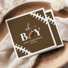 Football Oh Boy Brown White Baby Shower Pappersservett