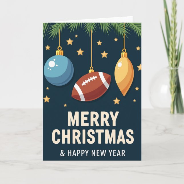 Football Ornament Christmas Card Kort (Framsida)