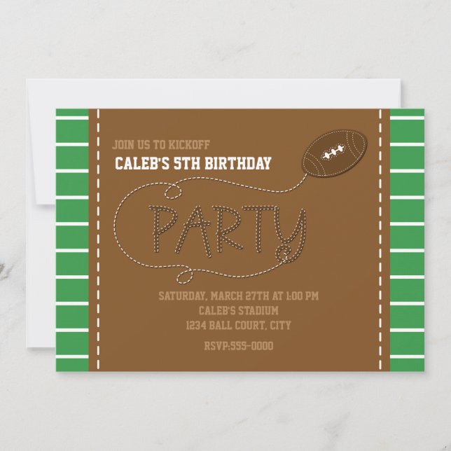 FOOTBALL PARTY Birthday Kids Typography-inbjudan Inbjudningar (Framsida)