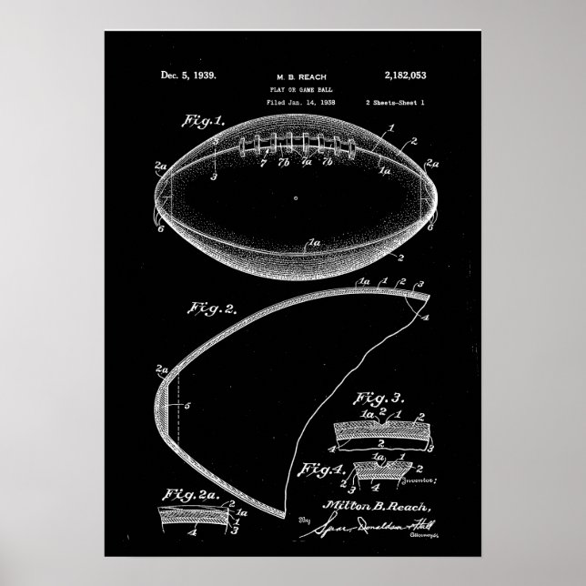 Football Patent Art, American Football Patent, Foo Poster (Framsidan)